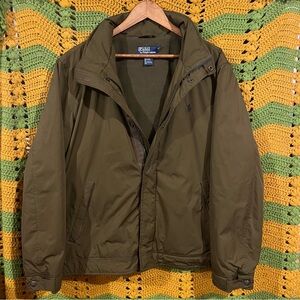 Polo Ralph Lauren Olive Green Quilted Jacket XL Fleece Line streetwear gorpcore